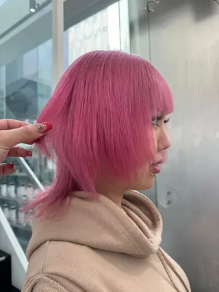 ミディアム カラー mao/天神ブリーチ ハイトーンカラーのヘアスタイル