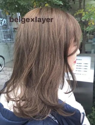 セミロング カラー 本山　くせ毛のカット 尾島光季のヘアスタイル