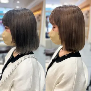 ミディアム パーマ 髪質改善/縮毛矯正 /ブリーチ矯正/岡部のヘアスタイル