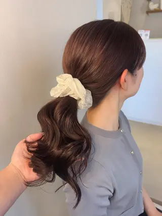 ロング カラー shu ブラウンピンクカラーのヘアスタイル
