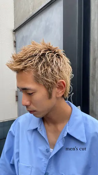 ショート カラー メンズ ニュアンスパーマ/ メンズカット田島勇樹のヘアスタイル