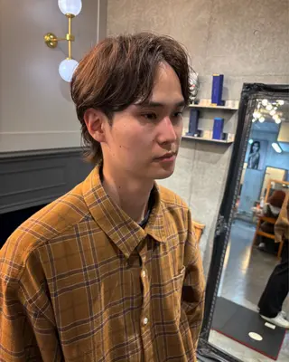 ショート カラー メンズ SHOTA ハイライト/パーマのヘアスタイル