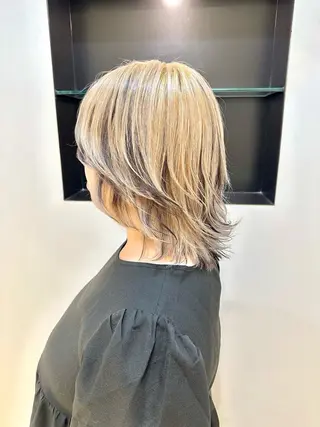ミディアム TAYA大阪上本町所属・【ダブルカラー/縮毛 矯正】十場のヘアスタイル