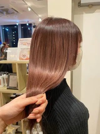 ミディアム カラー 韓国ヘア顔周りカット 艶髪ベージュtamaのヘアスタイル