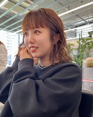 ミディアム カラー パーマ ダブルカラー/ ケアブリーチ/クニトのヘアスタイル