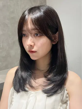 セミロング カラー Euphoria新宿店所属・新宿/透明感カラー/ 縮毛矯正/SHOKIのヘアスタイル