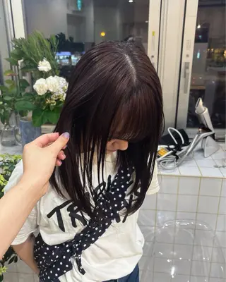 セミロング 暖色カラー モデル募集中MICOのヘアスタイル
