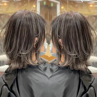 ミディアム カラー 縮毛/レイヤー 韓国/橋口のヘアスタイル