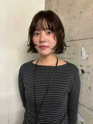 ミディアム カラー パーマ 永田 愛莉のヘアスタイル