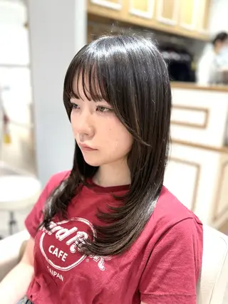 セミロング カラー まつげ兼任しもさこ 🌟レイヤー得意のヘアスタイル