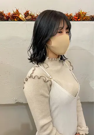 ミディアム カラー ボブ ブリーチ/miinaのヘアスタイル