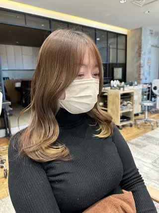 セミロング レイヤー/艶カラー 韓国/石戸谷海斗のヘアスタイル