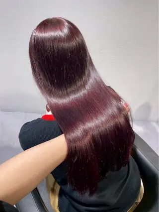 ロング カラー ワインレッド🍒ラベ ンダーKiyokaのヘアスタイル