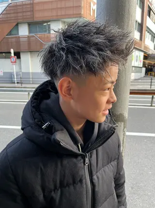 ショート カラー パーマ メンズ メンズ特化 店長 松元のヘアスタイル
