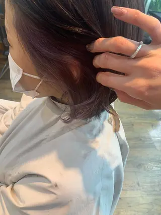 ミディアム ルネ所属・切りっぱなしボブ グレージュ/福田梢のヘアスタイル