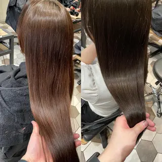 セミロング 髪質改善、縮毛矯正 酸性縮毛矯正のヘアスタイル