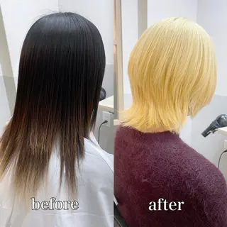 ミディアム カラー EMANON新宿南口所属・🦄中性ウルフ ☁️Shiori🦄のヘアスタイル