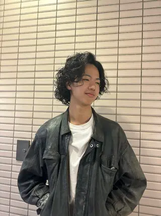 ミディアム カラー パーマ メンズ 森龍馬 メンズ専門美容師のヘアスタイル