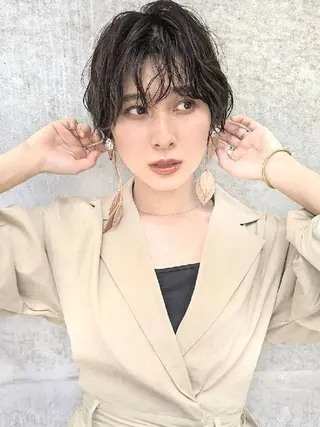 ショート パーマ ヘアアレンジ 南堀江 möwen ( メーヴェ )所属・mowen RUIのヘアスタイル