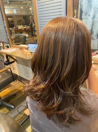 セミロング カラー 🫧縮毛矯正特化🫧 クシビキマユノ🐣のヘアスタイル