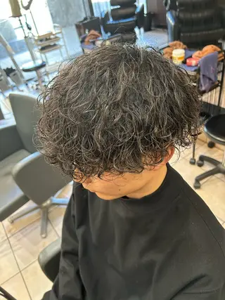 ミディアム パーマ メンズ 大阪/梅田/シャドウ パーマ/ノボリユウタのヘアスタイル