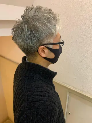 ミディアム パーマ メンズ HIROGINZAプレミアムバーバー赤坂店所属・田中 千恩のヘアスタイル