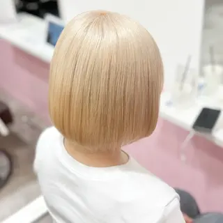 ミディアム カラー 艶髪ハイトーン/ ブロンド/Nagiのヘアスタイル