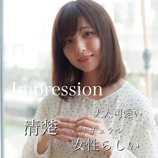 セミロング カラー パーマ ヘアアレンジ VIVIE【ヴィヴィ】所属・髪質改善/韓国風 レイヤー/田村祐樹のヘアスタイル