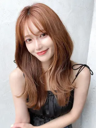 セミロング カラー 顔周り/くびれヘア 韓国ヘア💕風間るなのヘアスタイル