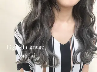 ロング カラー ハイライト、レイヤー カット/西梅田/中西のヘアスタイル