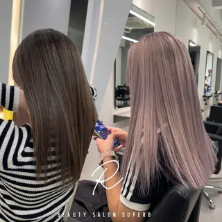 カラー R/🤎 パーマ&ブリーチ🔥のヘアスタイル