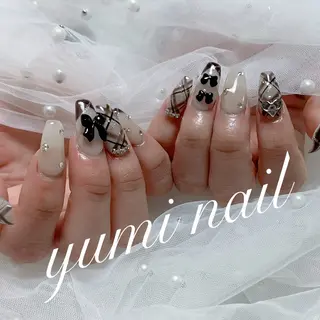 ネイル Shineジェル& チップ長さだしのネイルデザイン