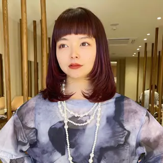 ミディアム 中山 遥のヘアスタイル