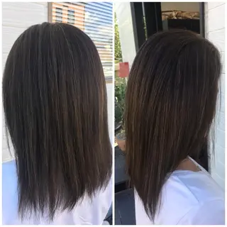 ミディアム カラー ビヨウシツトリコ よねたにみなのヘアスタイル