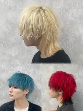 カラー ヘアアレンジ メンズ メンズウルフ🐺♡ ブリーチ♡ヘアメ🎀のヘアスタイル