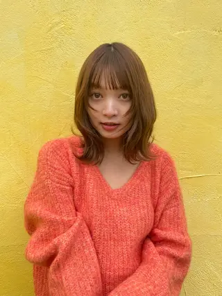 ミディアム ♥️透明感×抜け感 ベージュ/佑珠♥️のヘアスタイル