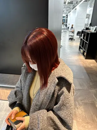 ミディアム カラー 顔まわりカット/艶髪 カラー✨けいとのヘアスタイル