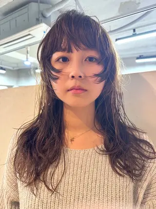 ロング カラー パーマ ヘアアレンジ 丸山渉/パーマ エフェクトブリーチのヘアスタイル