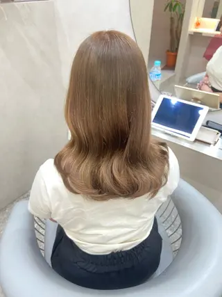 セミロング カラー 新宿/韓国ヘア 中明度カラー/かやのヘアスタイル