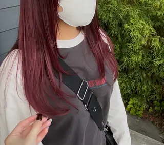 ロング カラー 暖色カラー／縮毛矯正 ／岡崎／羽菜のヘアスタイル