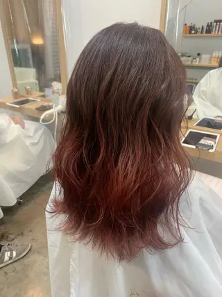 セミロング カラー 透け感✨ダメージレス カラーHana🤍のヘアスタイル