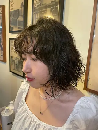 ショート パーマ ナガミネアリサ/ 学芸大学/海外ヘアのヘアスタイル