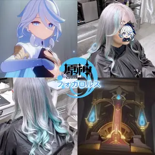 ロング カラー 推しカラー💫 ブリーチ💫若菜覚のヘアスタイル