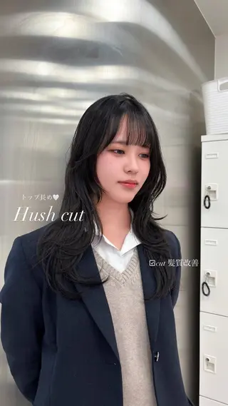 セミロング 表参道ハッシュカット レイヤー/リノンのヘアスタイル