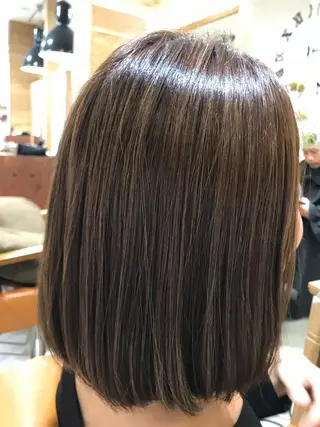 ミディアム カラー 暖色カラー🍊 ボブ🌿顔周りcutのヘアスタイル