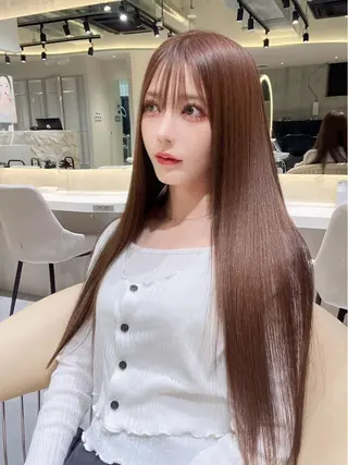 ロング パーマ 福岡縮毛矯正✨️ ストレート 向井和輝のヘアスタイル