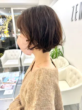 ショート パーマ ZENKO表参道店所属・デジタルパーマ 🌀ボブ　萩原　龍のヘアスタイル