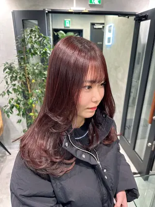 ロング カラー 韓国レイヤー/酸性 ストレート/髪質改善のヘアスタイル
