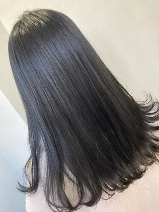 セミロング カラー ブリーチ毛縮毛矯正 👑山口のヘアスタイル