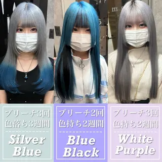 セミロング カラー 韓国ヘア特化💍 tiam💍ブリーチのヘアスタイル